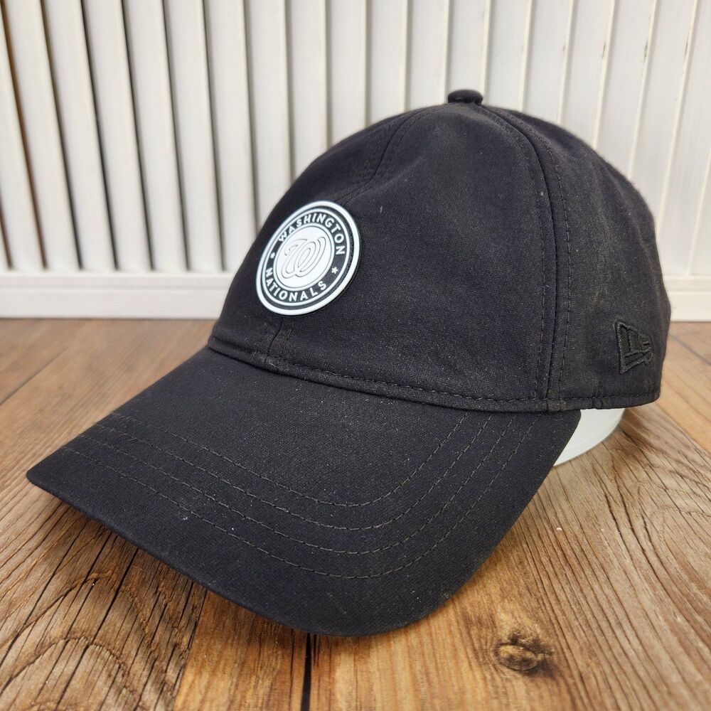 New Era 9twenty Washington Nationals Patch Baseball Cap Black Strapback Dad Hat